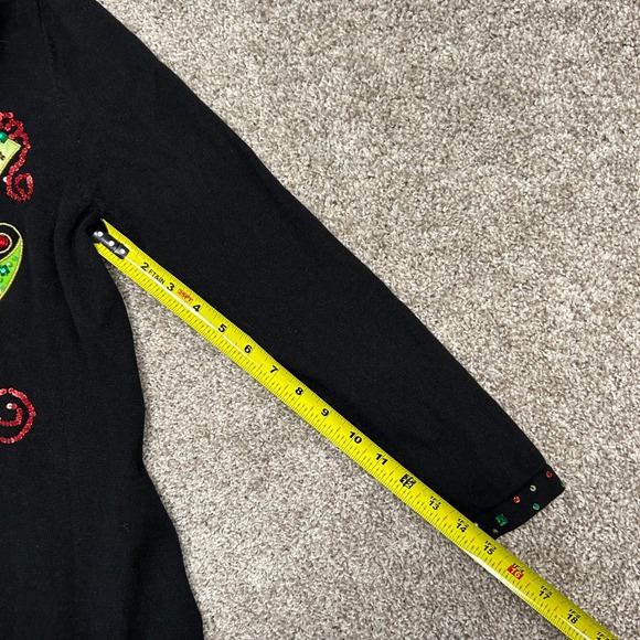 Vintage Jack B Quick Christmas Sweater Faux Fur Collar Women Small Tree Beaded - Picture 5 of 10